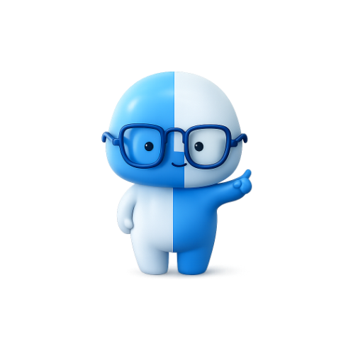 Wearing glasses, pointing