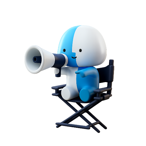 In a director chair with a megaphone